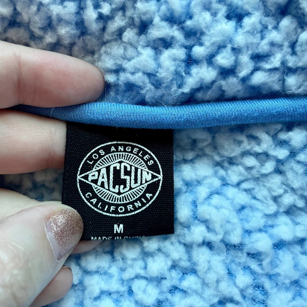 Oversized Cropped Teddy Sweater M PACSUN Pullover Long Sleeve Light Blue Soft - Picture 8 of 10